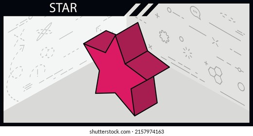 Icono de diseño isométrico de estrella. Ilustración web de vectores. 3.ª colorida concepción