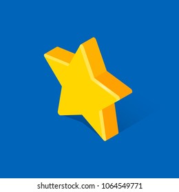 Star isometric flat icon. 3d vector colorful illustration. Pictogram isolated on blue background.