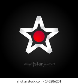 The star with Japan flag colors and symbol vector design element