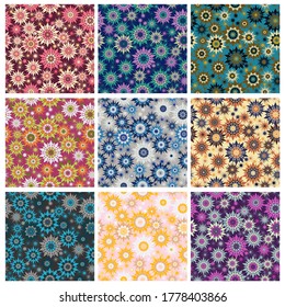 Star kaleidoscope seamless pattern with modern colour combinations. Modern geometric, minimalist, suitable for wallpapers, fabric pattern, banners, backgrounds, cards, book illustrations etc.