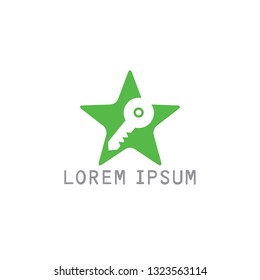 Star Key logo design. Logo with a combination of key and star. 
