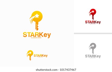 Star Key logo designs concept, Bright Key logo template vector