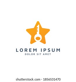 diseño de logotipo de espacio con estrella y clave negativa