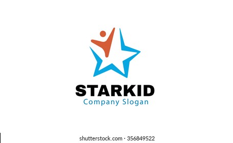 Star Kid Success Logo Vector Symbol Design Illustration