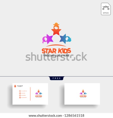 Star Kids Creative idea logo template vector illustration with business card