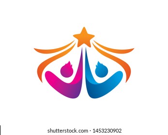 Star Kids Logo Template Design Vector. Icon. Symbol. Emblem.