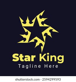 Star King Logo, 5 crown arranged that form star negative space