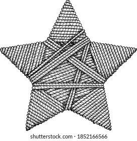 Star knitted. Vector illustration, ink work.