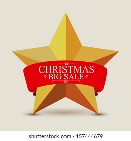 star label christmas  over beige background vector illustration