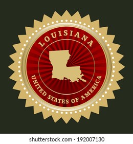 Star label with map of Louisiana, vector