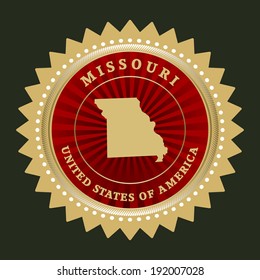 Star label with map of Missouri, vector