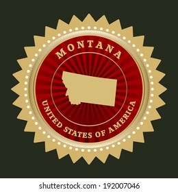 Star label with map of Montana, vector