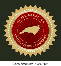 Star label with map of North Carolina, vector