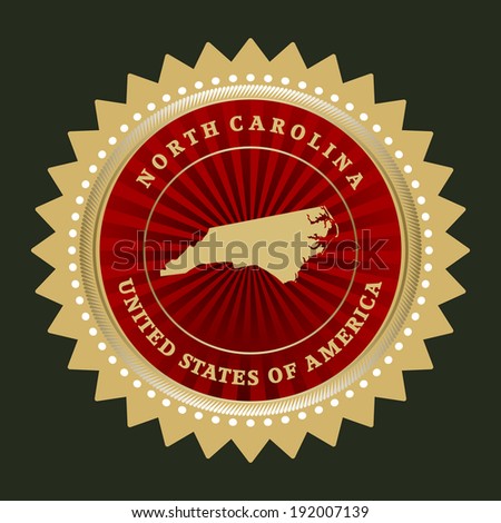 Star label with map of North Carolina, vector