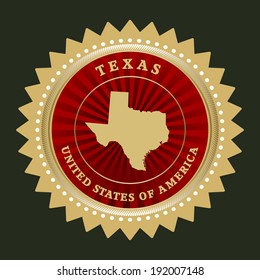 Star label with map of Texas, vector