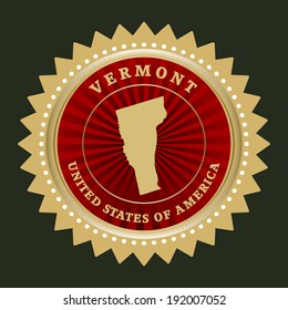 Star label with map of Vermont, vector