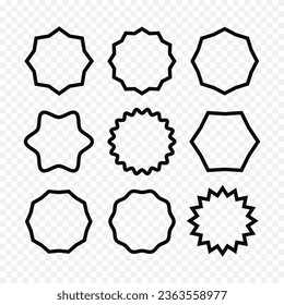 Sternetiketten, Aufkleber. Vektorgrafik von Sonnensymbole, Werbekonzept, Nachrichten, Angebote.
