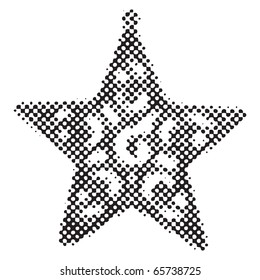 estrella con diseño de encaje en efecto de semitono en formato eps10 vectorial