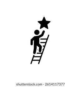 Star Ladder with Person Reaching in Minimal Style