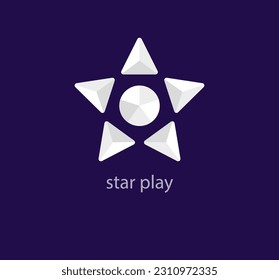 Logo de la señal de lanzamiento de la estrella. Transiciones de color únicas. Plantilla de logotipo de estrella circular creativa. vector
