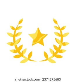 emblema de la hoja de laurel estrella ilustración aislada