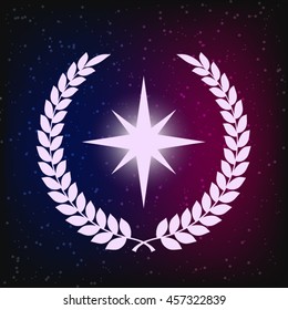 star with laurel wreath on space background / space theme / vector illustration
