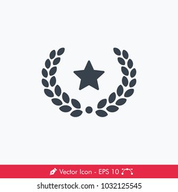 Star Laurel Wreath (Wheat) Icon / Vector 