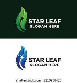Star Leaf Gradient Logo Illustration Template