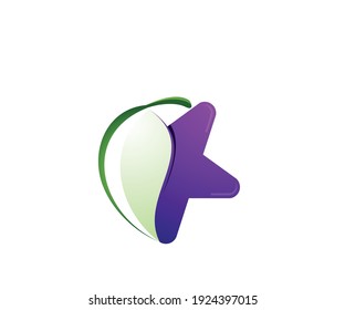 star and leaf icon logo design template