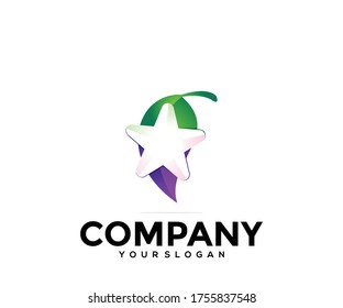 Star and leaf logo design colorful