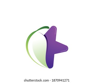 Star and leaf logo design template