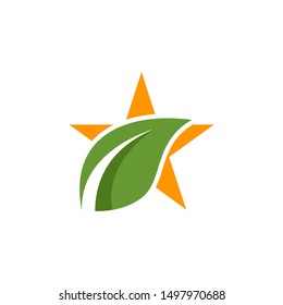 star leaf logo. green leaf eco logo template - vector