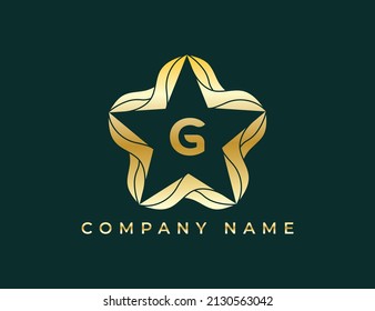 Star and Leaf Logo icon symbol with Letter G. Vector logo template