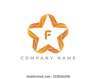 Star and Leaf Logo icon symbol with Letter F. Vector logo template