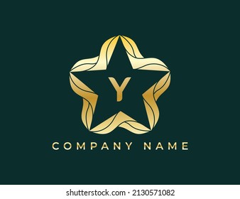 Star and Leaf Logo icon symbol with Letter Y. Vector logo template