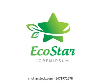 Star and leaf logo symbol or icon template