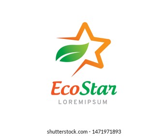 Star and leaf logo symbol or icon template