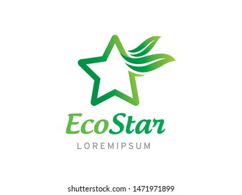 Star and leaf logo symbol or icon template