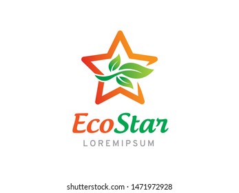 Star and leaf logo symbol or icon template