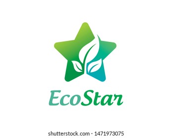 Star and leaf logo symbol or icon template