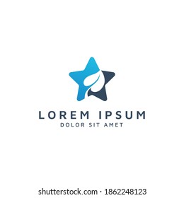 star and leaf negative space logo design