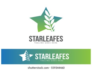 Star Leafes Logo Template Design Vector 
