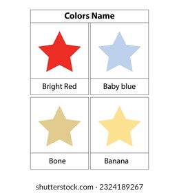 Star Learning colors name. Vector illustration. white background. Vector illustration.