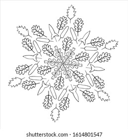 A star of leaves and branches. Stylized hand-drawn vector illustration.The inscription letters. Natural elements for greeting and wedding cards, posters, stickers and design, colorings for children.