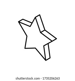 Star left isometric icon. Rating and award, best symbol. logo. Outline design editable stroke. For yuor design. Stock - Vector illustration