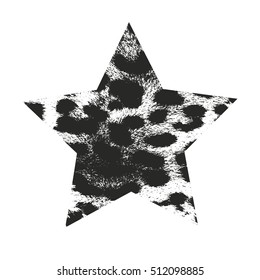 Star with leopard texture. Isolated vector illustrationin grunge star for your icons. Leopard logo