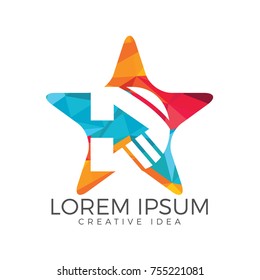 Star letter D logo design.
