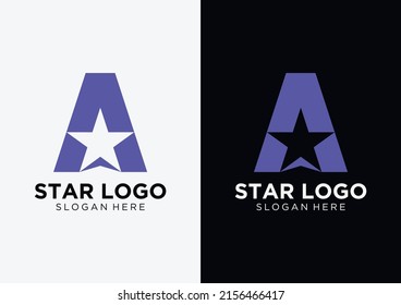 Star and letter A Logo design template.