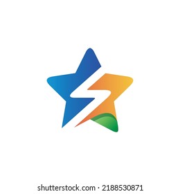 Star and letter s logo design