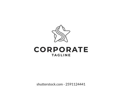 Star and letter S logo in minimalist line concept